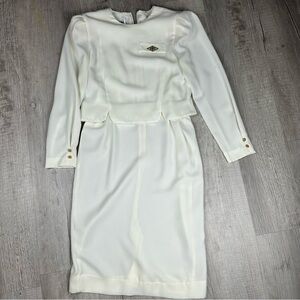 Leslie Fay Classic Cream Long Sleeve Dress